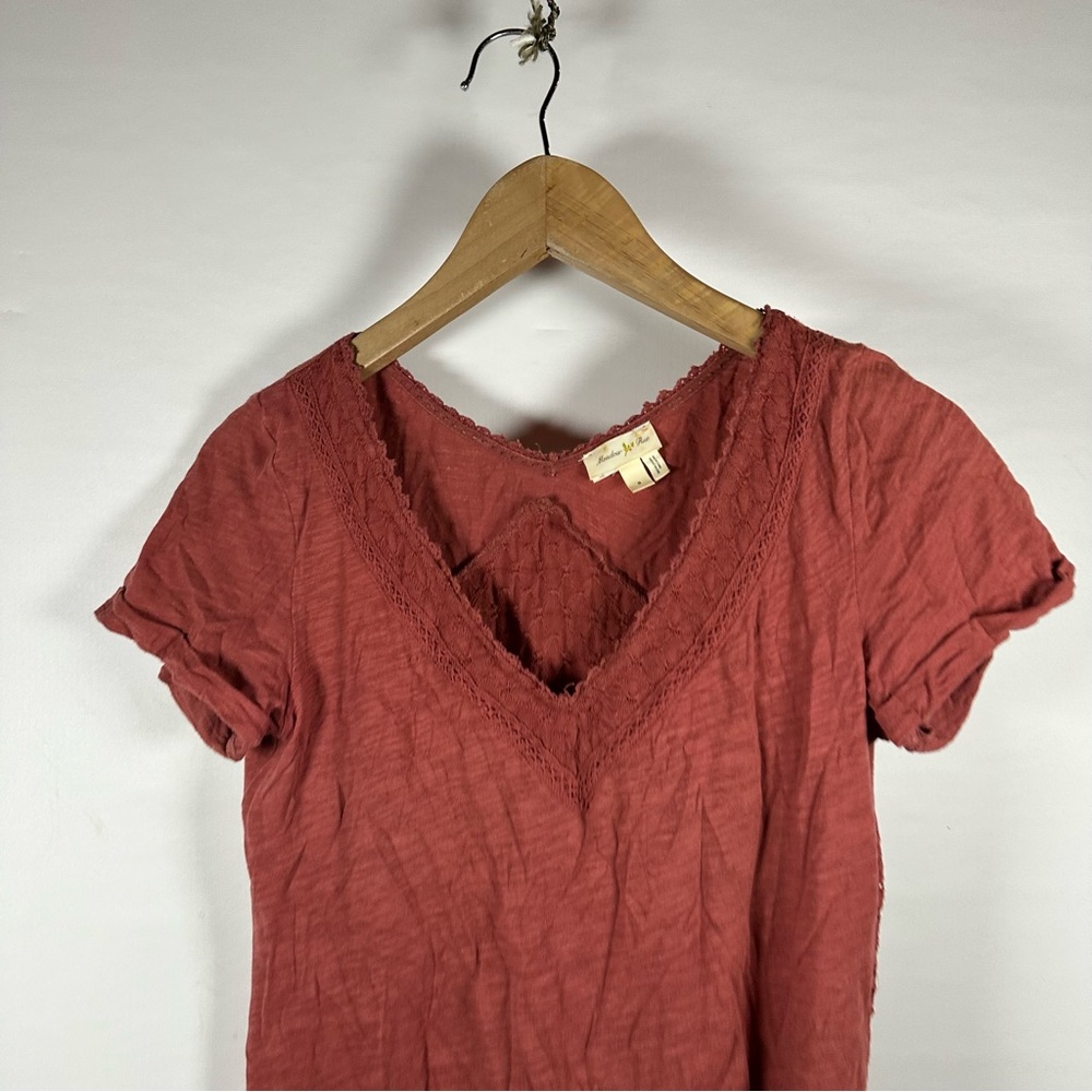 Meadow Rue Rust V-Neck Blouse - Picture 2 of 4